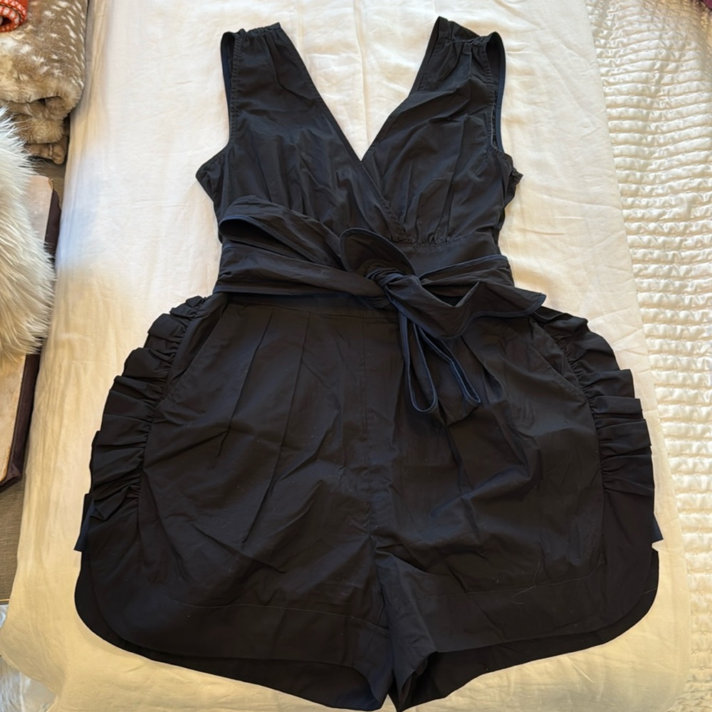 Marc by Marc Jacobs short mini romper in black and blue with pockets (size 4)